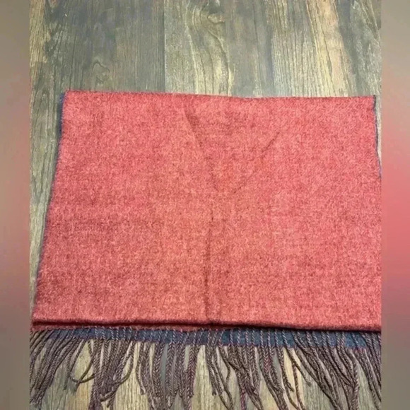 Red Acrylic Scarf with Fringe, Warm Winter Fashion Accessory - Picture 4 of 5